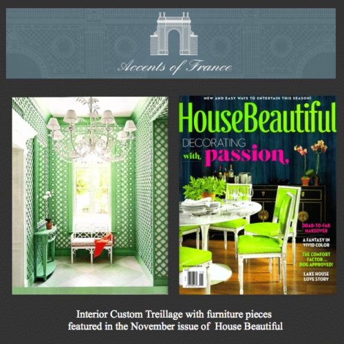 Our custom interior treillage in House Beautiful