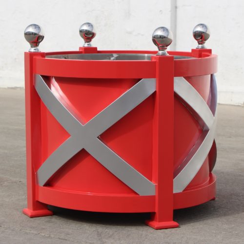 Round Aluminum Cross planter with stainless steel finials